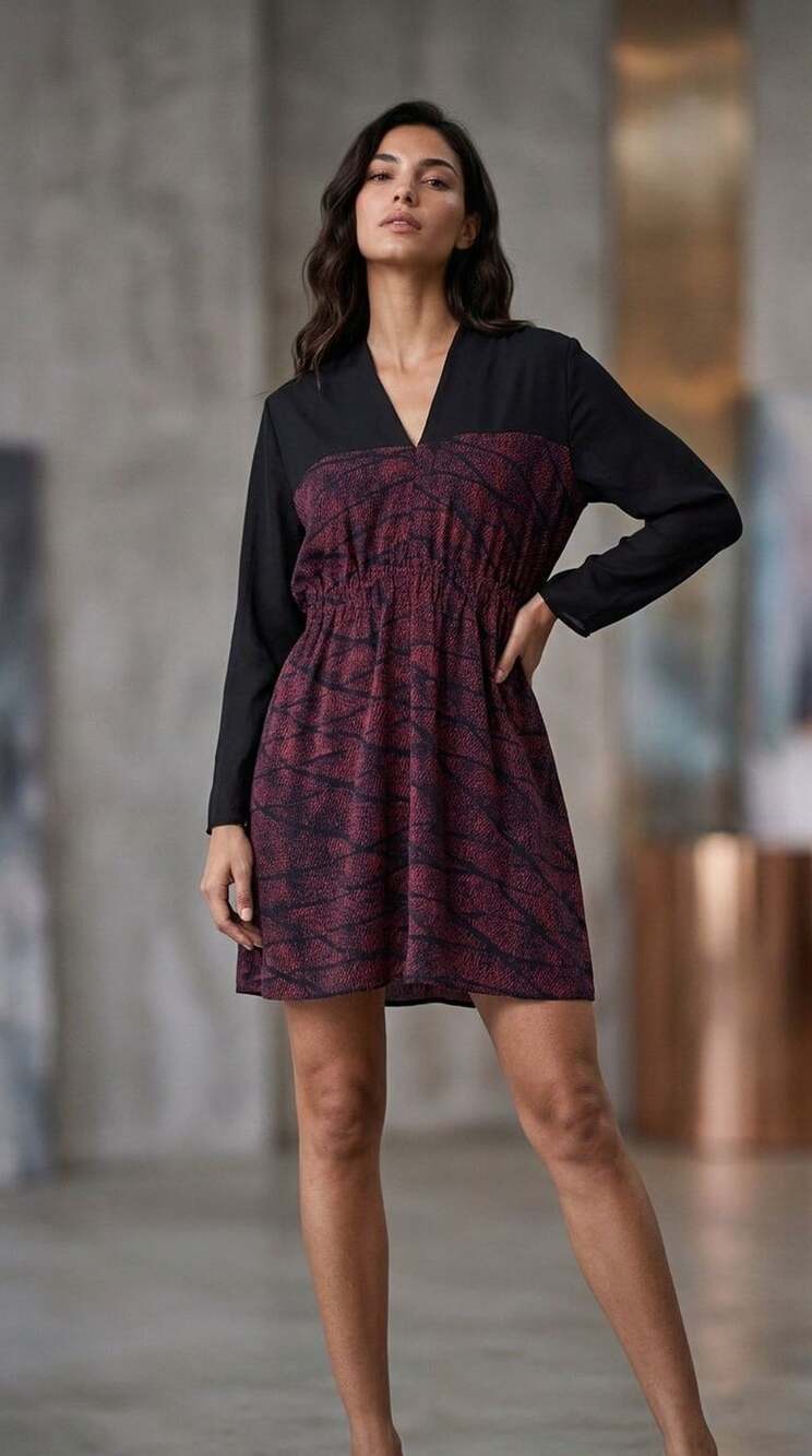 Rebecca Minkoff Mini Dress Size M Black Red Printed Silk